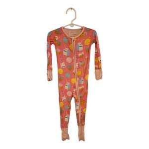 Little Sleepies Size 12-18 Months Cookies And Milk Bamboo Stretchy Zippy Pajamas